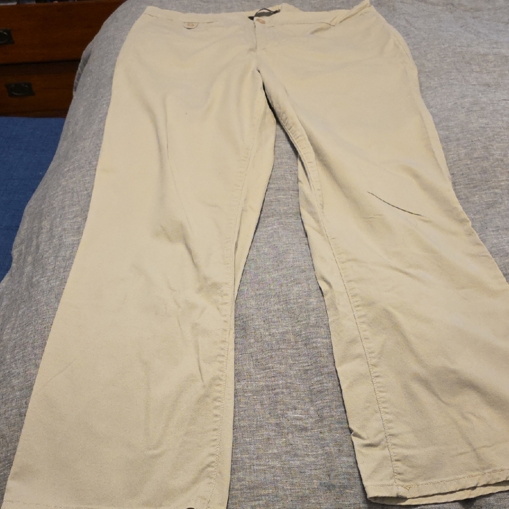 NYDJ Women's Wide Leg Beige Chinos